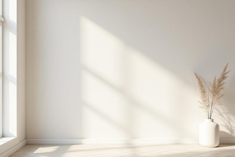 Pared con pintura decorativa con efecto de estuco veneciano en tono gris perla.